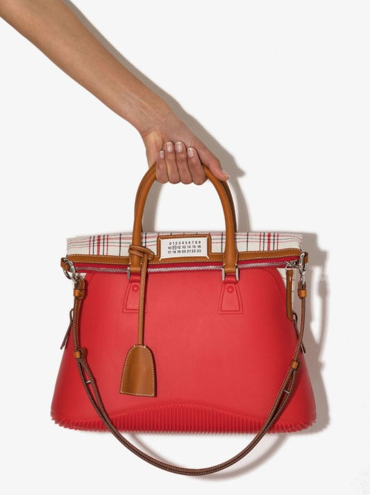 Red 5ac Large Rubber Tote Bag