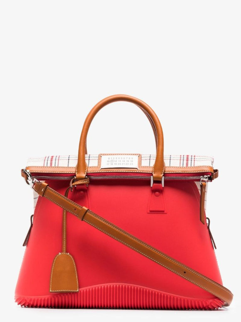 Red 5ac Large Rubber Tote Bag