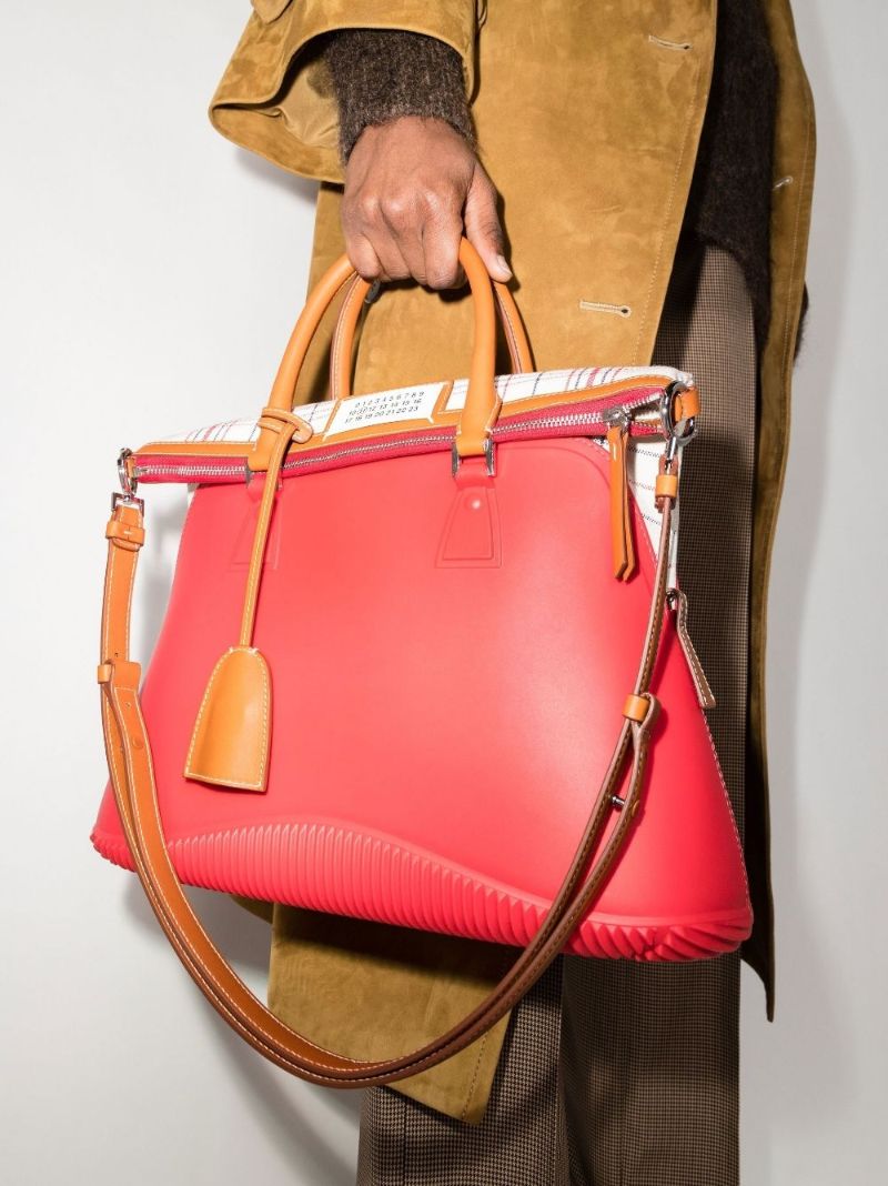 Red 5ac Large Rubber Tote Bag