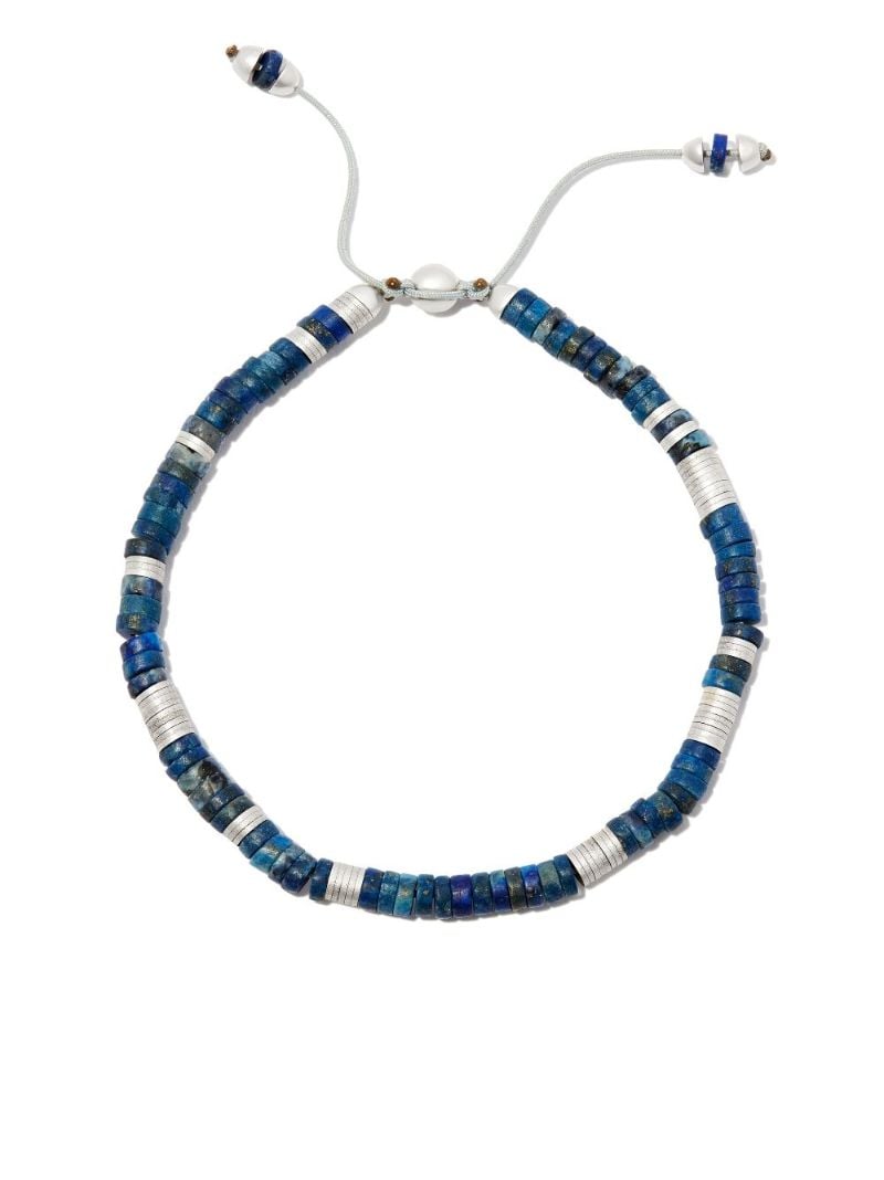 Sterling Silver Lazulio Lapis Beaded Bracelet