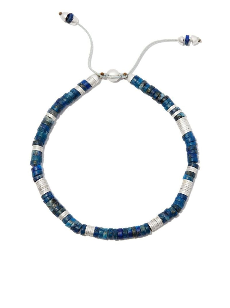 Sterling Silver Lazulio Lapis Beaded Bracelet