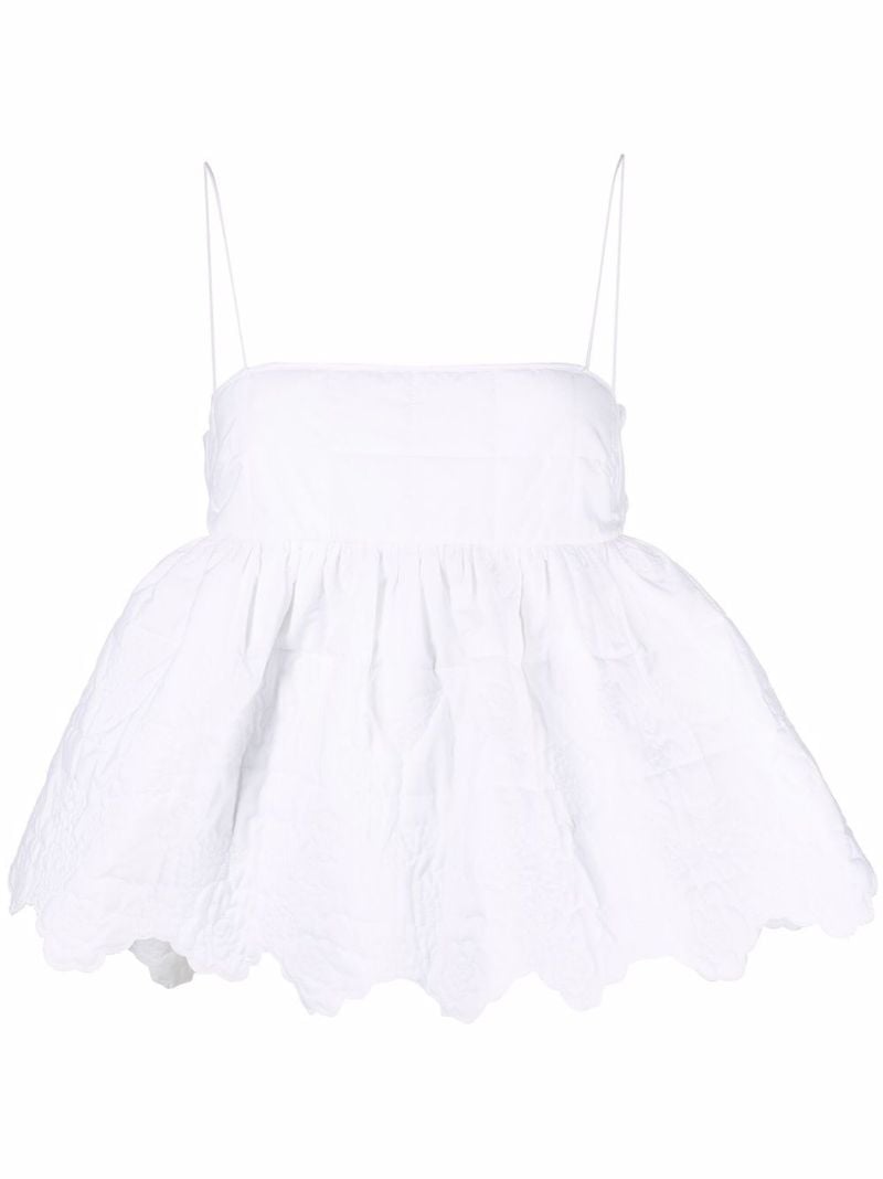 White Selena Quilted Cotton Top