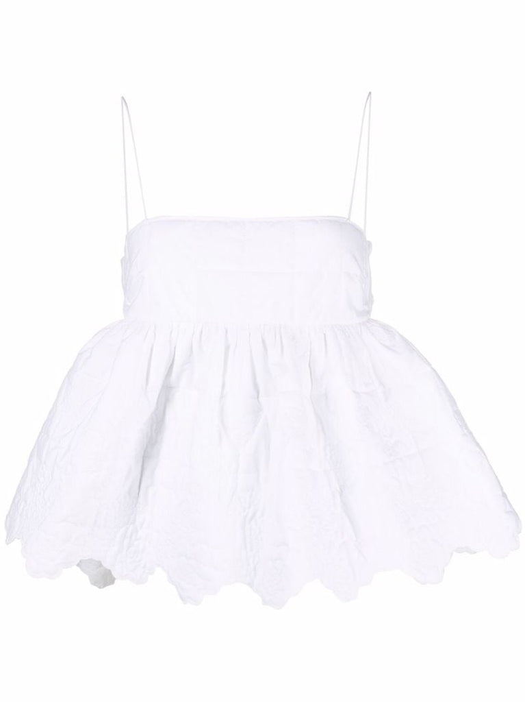White Selena Quilted Cotton Top
