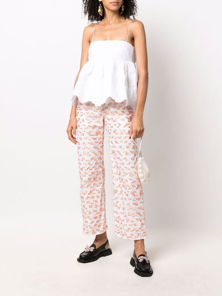 White Selena Quilted Cotton Top