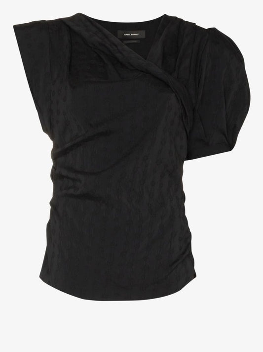 Madinea Asymmetric Short Sleeve Blouse