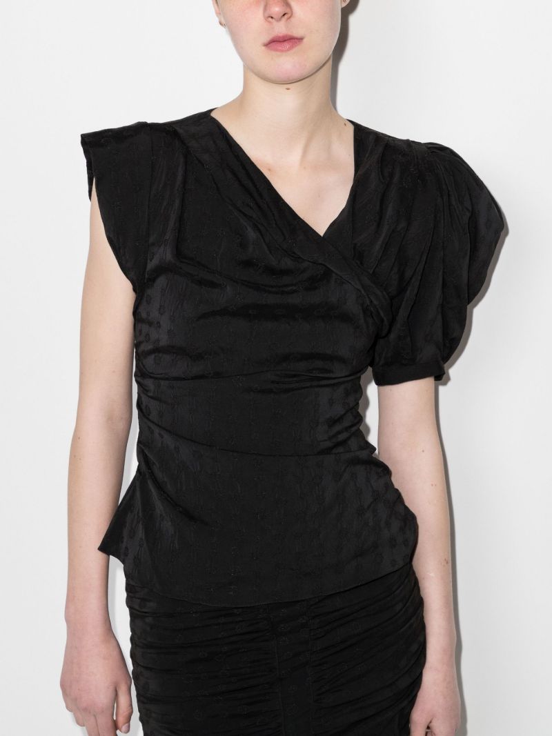 Madinea Asymmetric Short Sleeve Blouse
