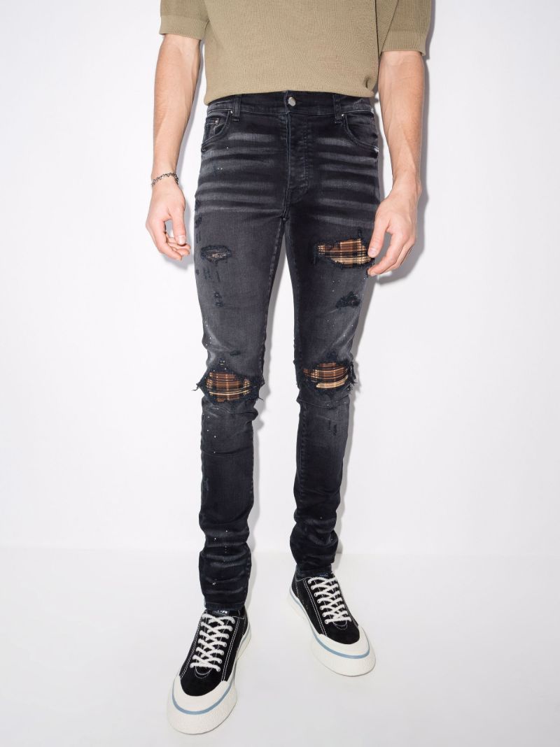 Black Mx1 Neon Plaid Skinny Jeans