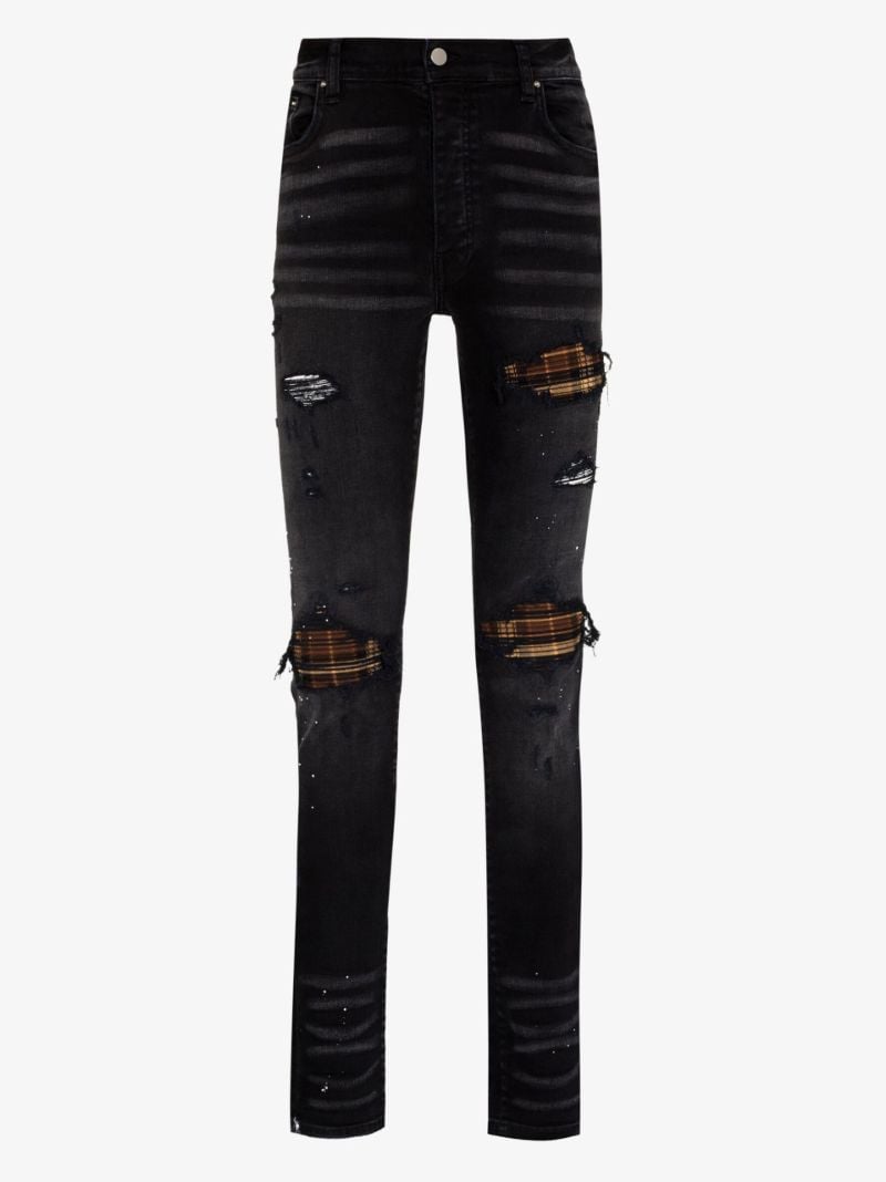 Black Mx1 Neon Plaid Skinny Jeans