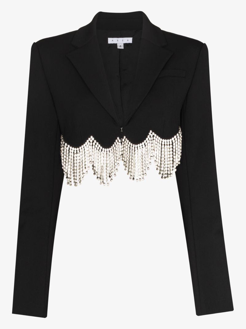 Crystal Scalloped Hem Cropped Blazer