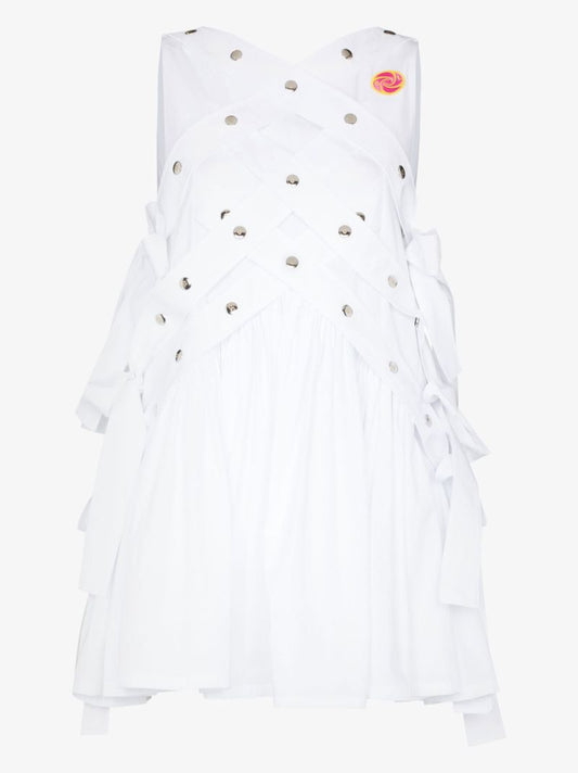 Studded Tie Detail Mini Dress