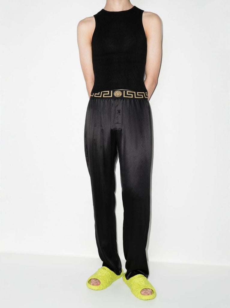 Greca Border Silk Pyjama Bottoms