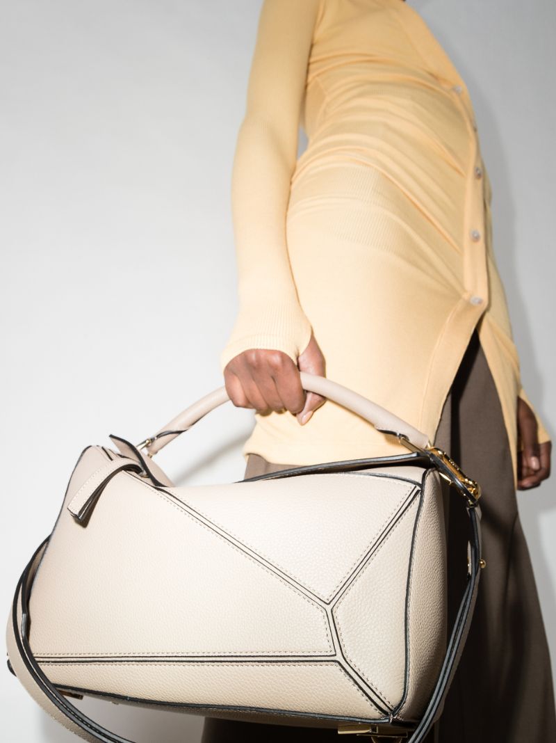 Neutral Puzzle Leather Shoulder Bag
