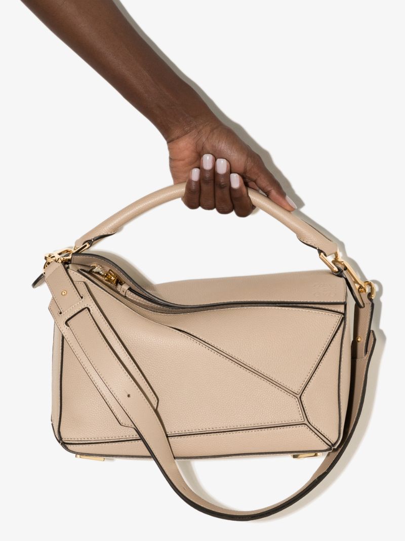 Neutral Puzzle Leather Shoulder Bag
