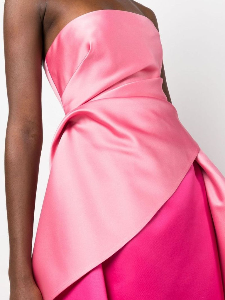 Pink Draped Detail Strapless Gown