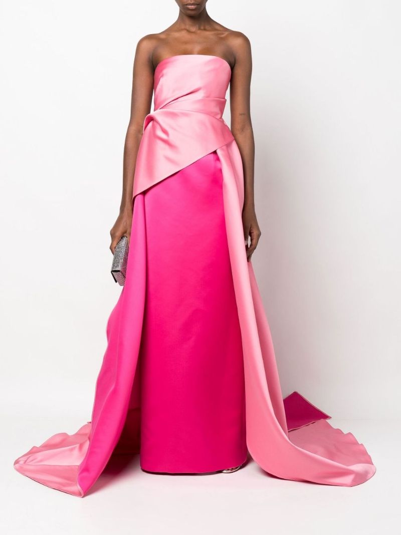 Pink Draped Detail Strapless Gown