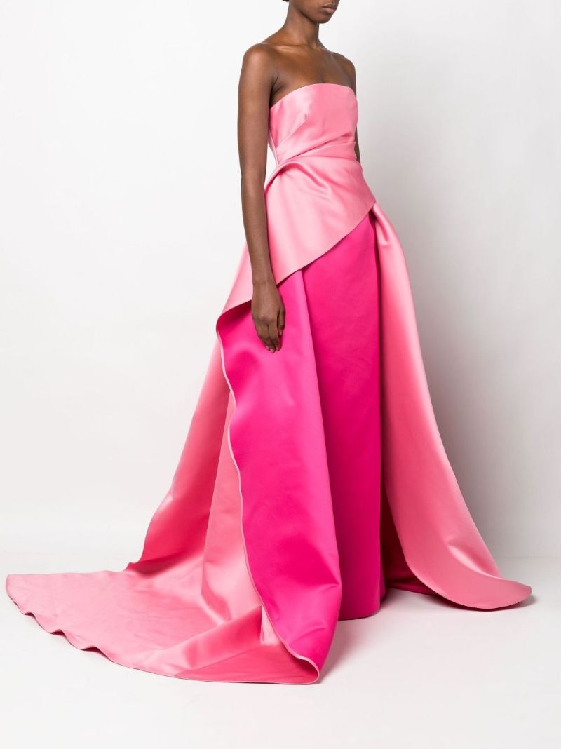 Pink Draped Detail Strapless Gown