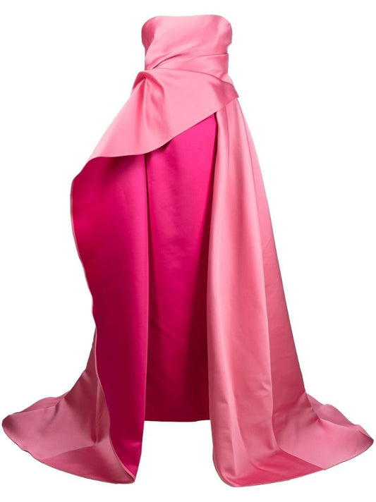 Pink Draped Detail Strapless Gown