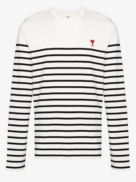 White Ami De Coeur Striped Cotton T-shirt