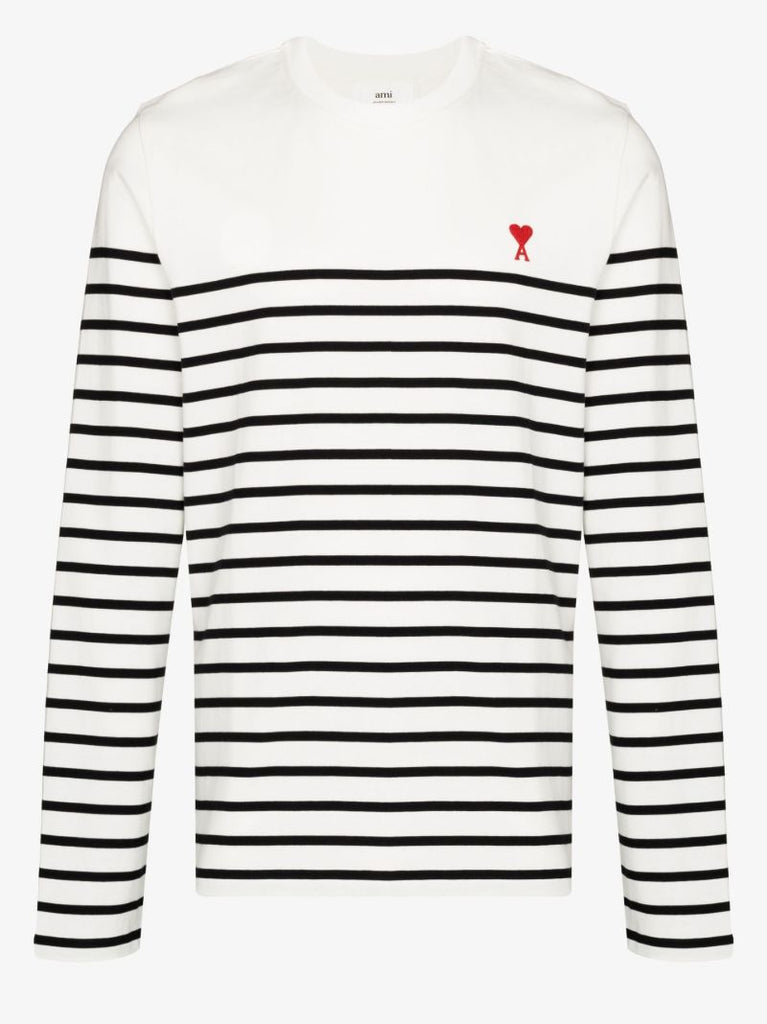 White Ami De Coeur Striped Cotton T-shirt