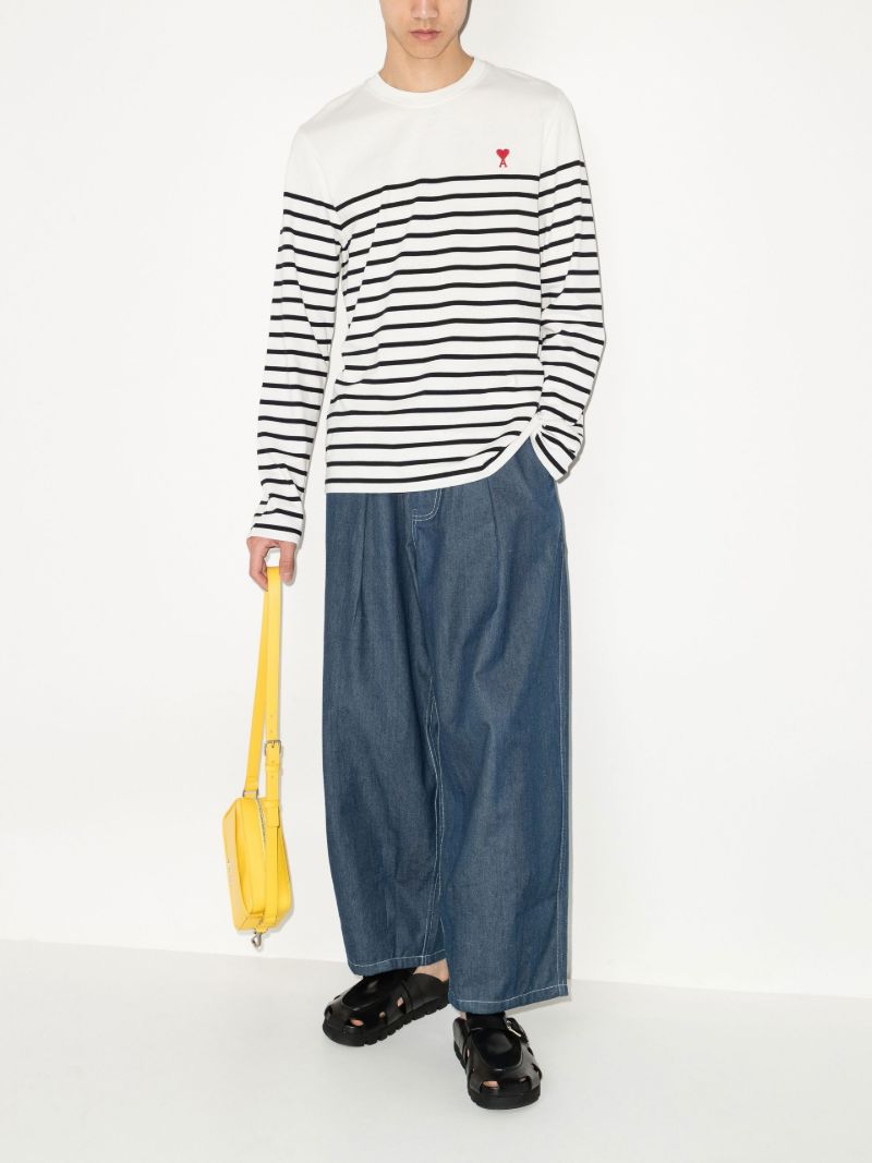 White Ami De Coeur Striped Cotton T-shirt
