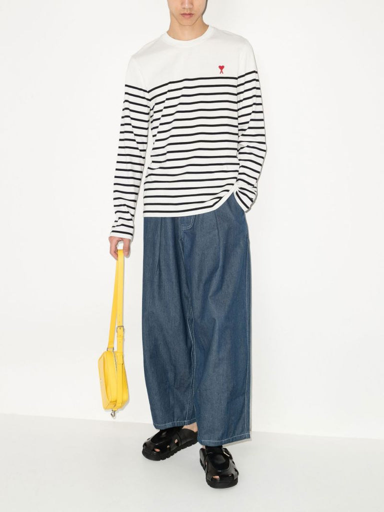 White Ami De Coeur Striped Cotton T-shirt