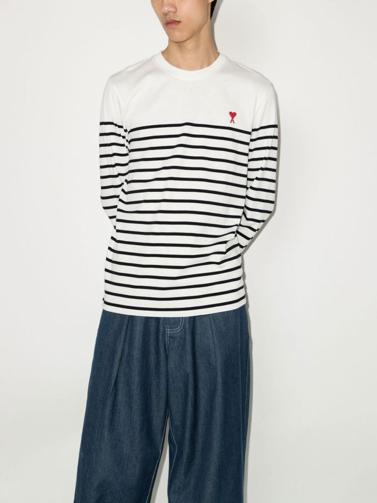 White Ami De Coeur Striped Cotton T-shirt