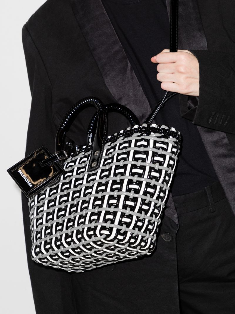 Black Bistro Basket Woven Tote Bag