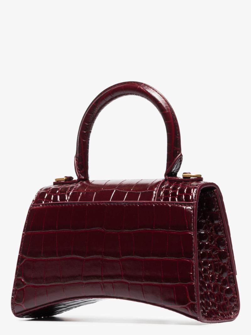 Red Hourglass Xs Mock Croc Leather Top Handle Bag
