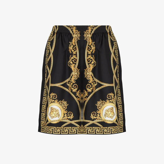 Baroque Print Silk Shorts