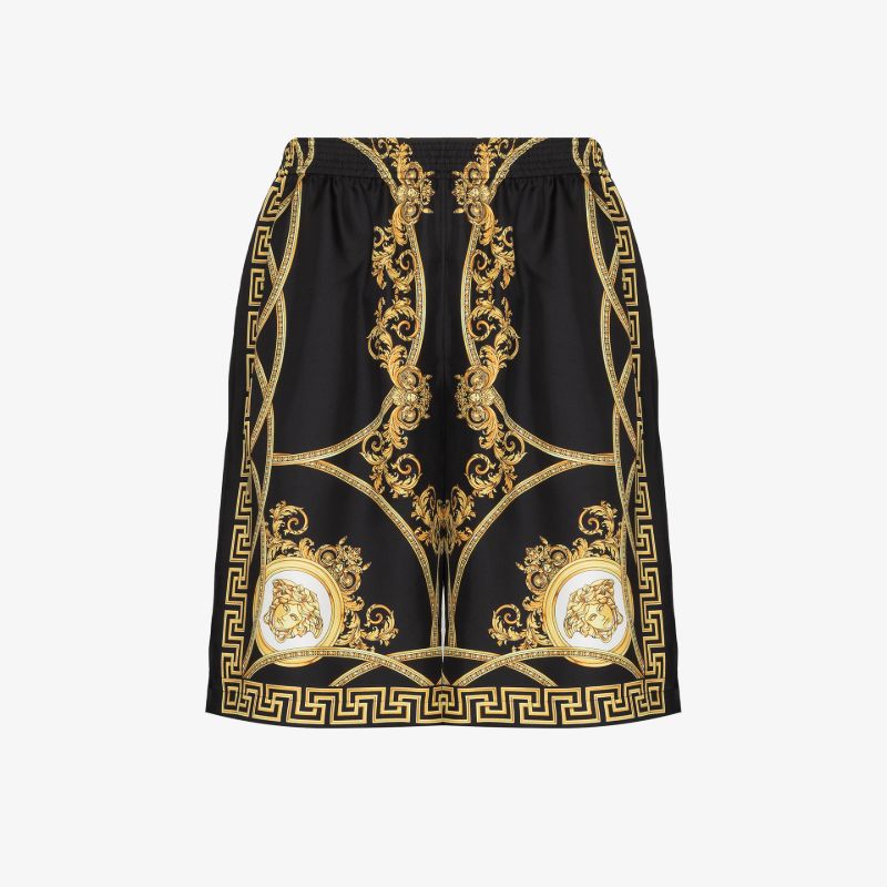 Baroque Print Silk Shorts