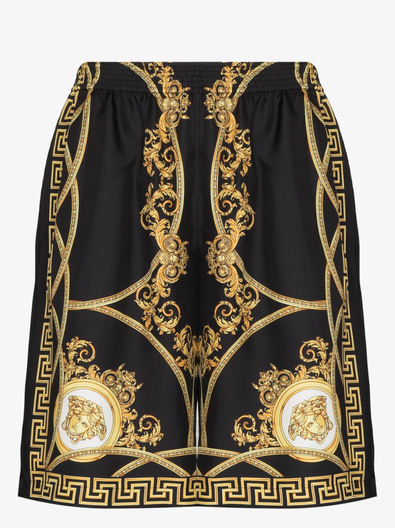 Baroque Print Silk Shorts