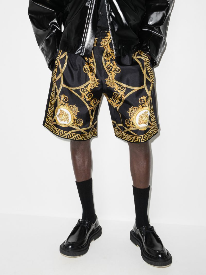 Baroque Print Silk Shorts