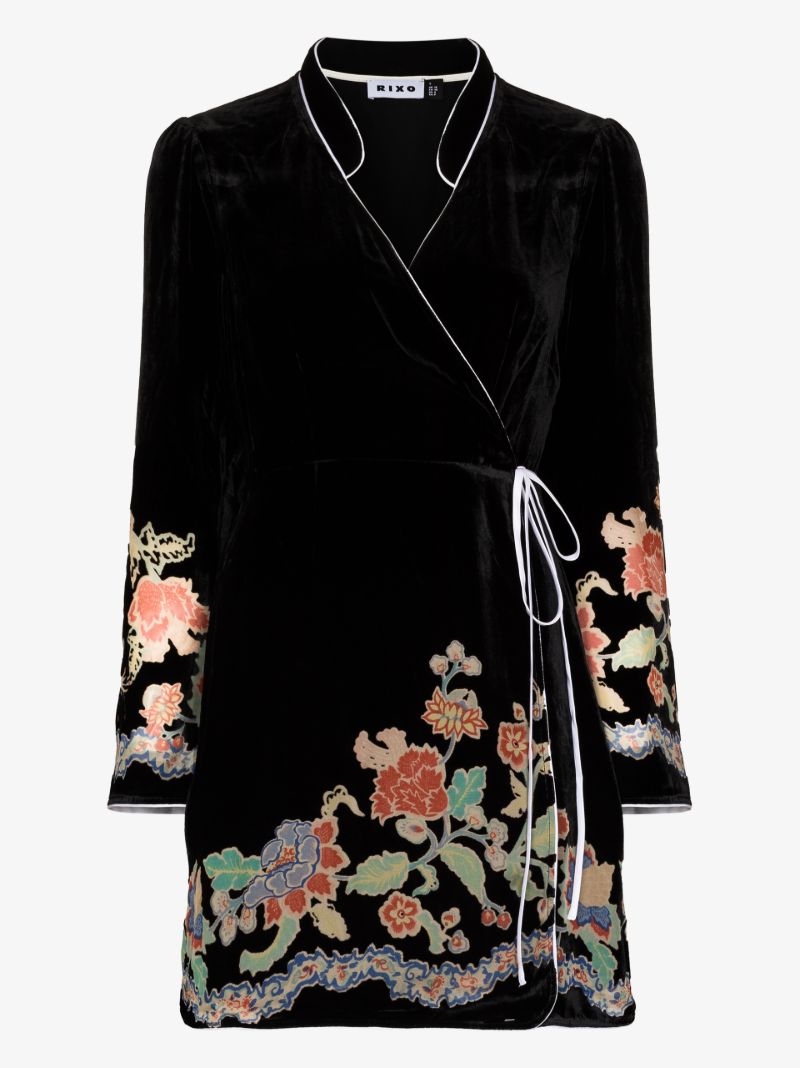 Iris Floral Print Velvet Mini Dress