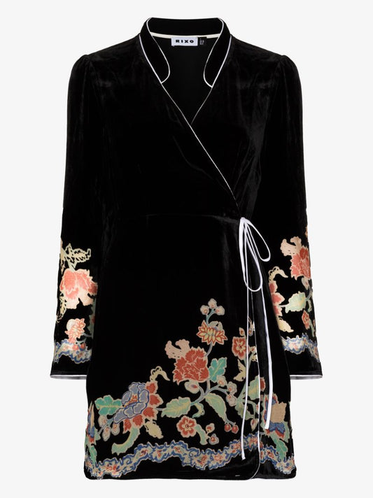 Iris Floral Print Velvet Mini Dress