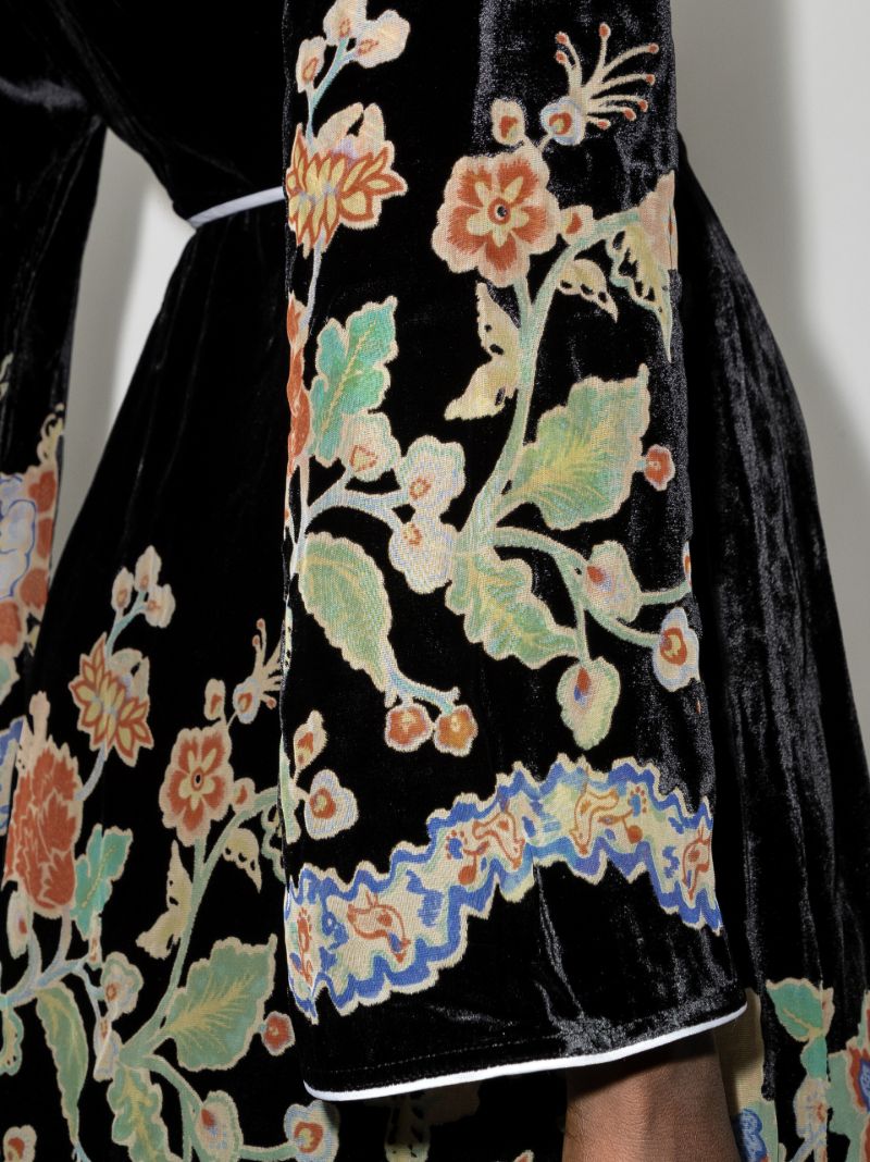 Iris Floral Print Velvet Mini Dress