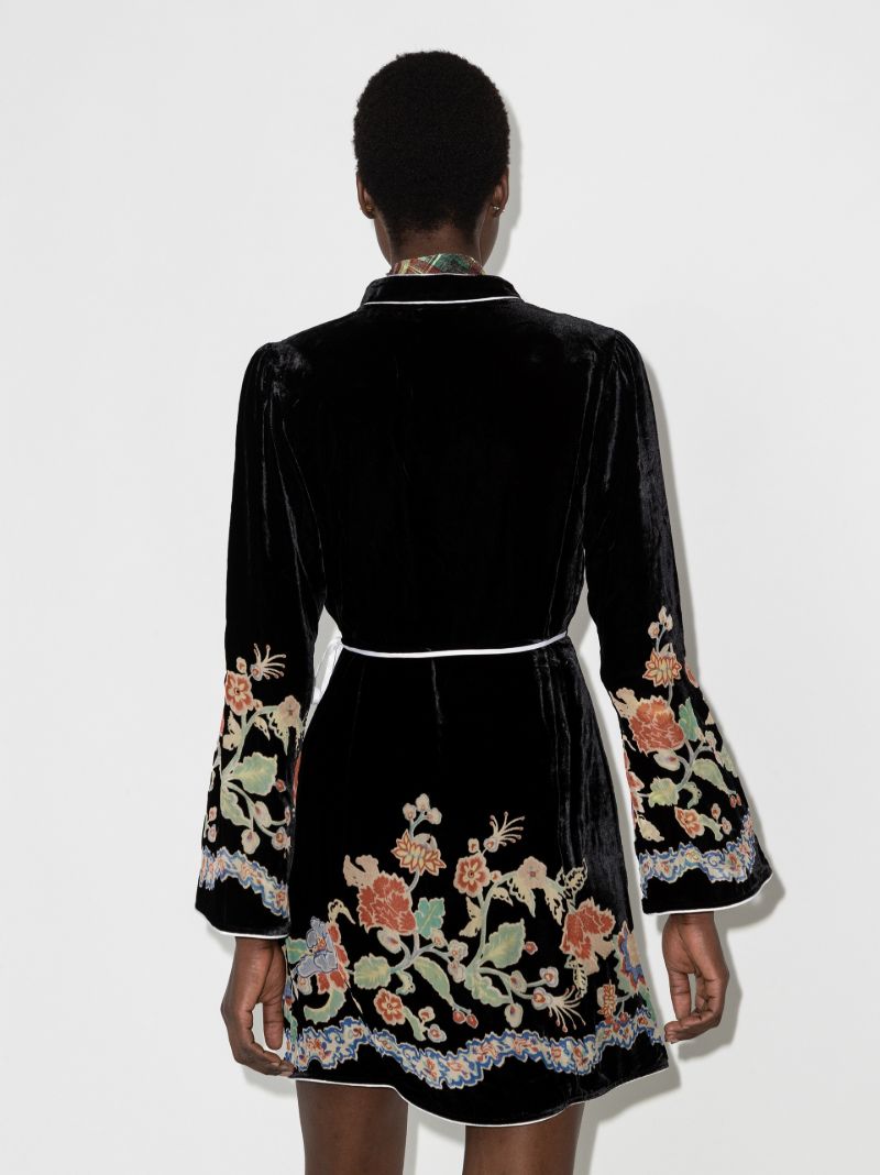 Iris Floral Print Velvet Mini Dress