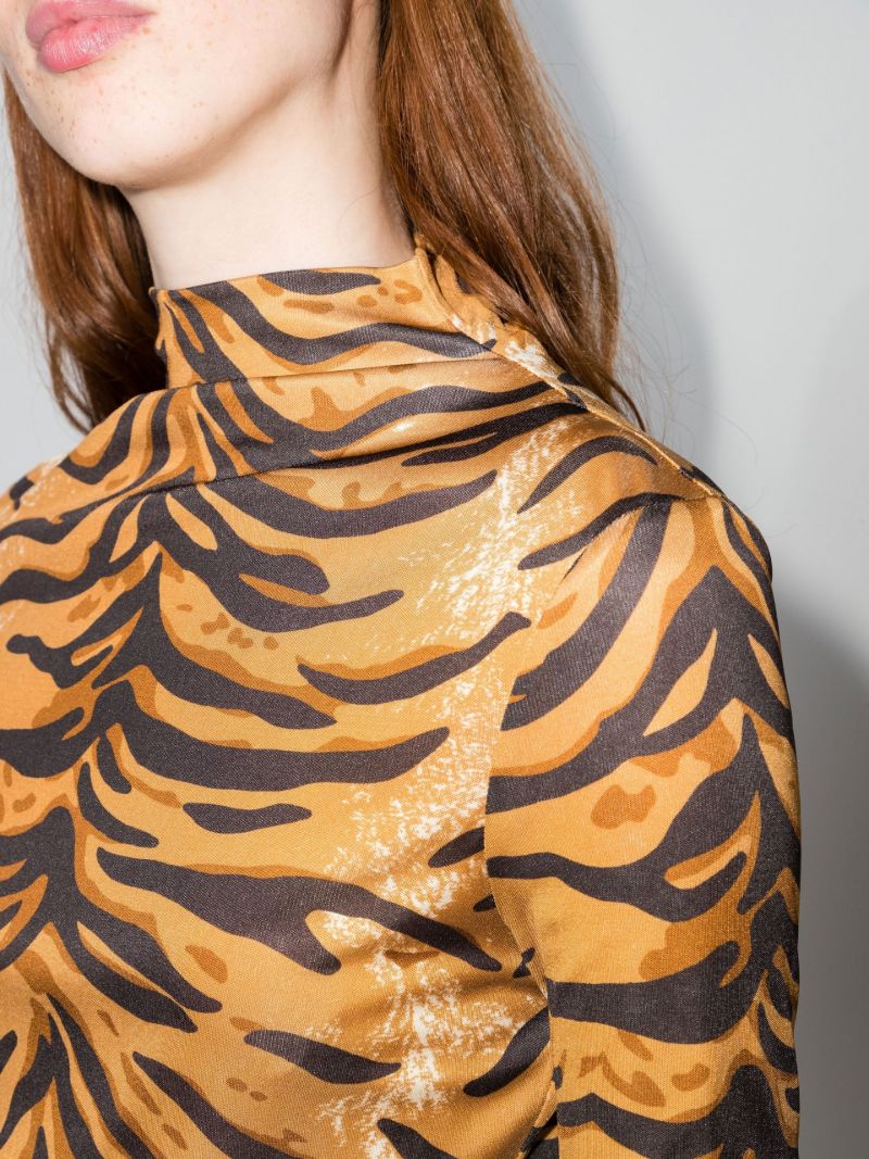 Brown Animal Print Silk Top