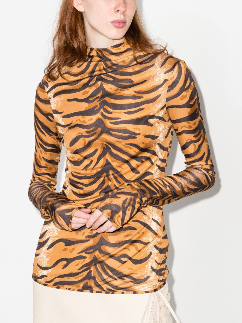 Brown Animal Print Silk Top