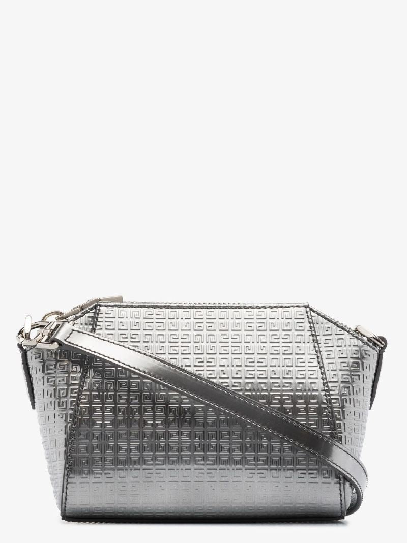 Silver Antigona 4g Nano Leather Cross Body Bag