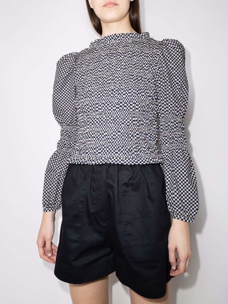 Antoon Checkerboard Cotton Blouse