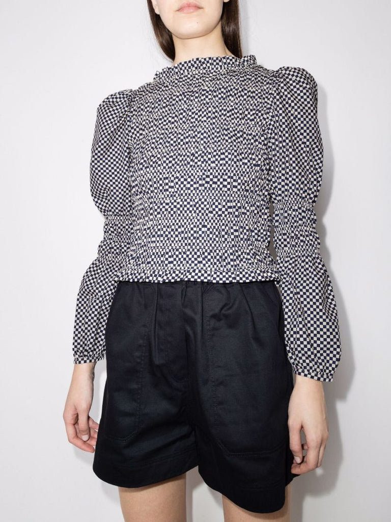 Antoon Checkerboard Cotton Blouse