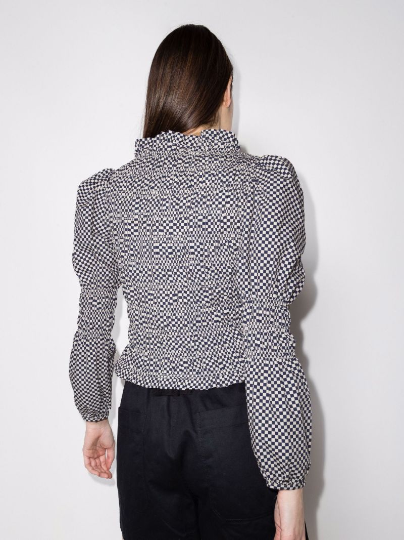 Antoon Checkerboard Cotton Blouse