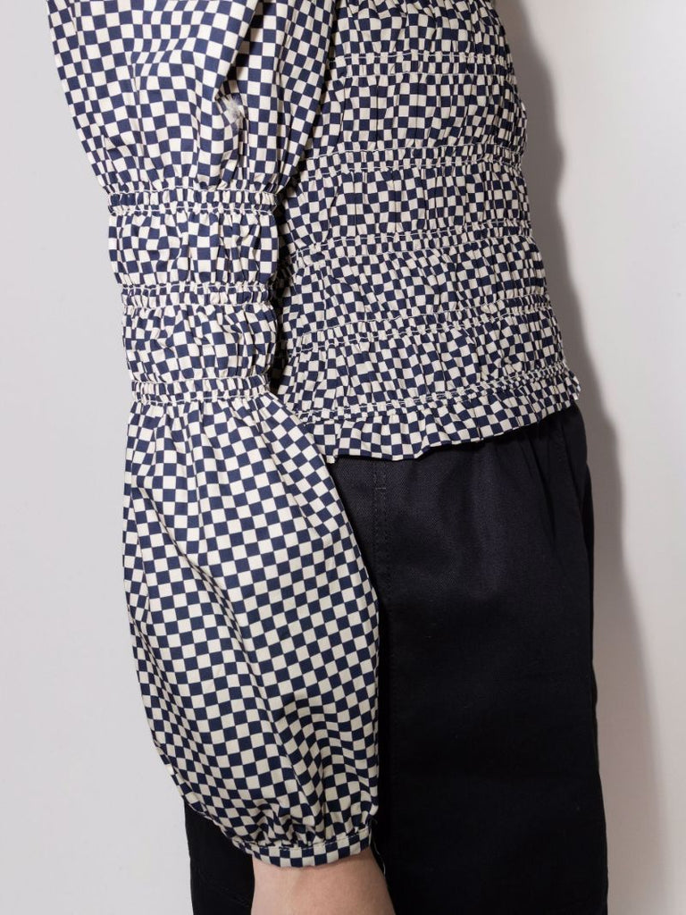 Antoon Checkerboard Cotton Blouse