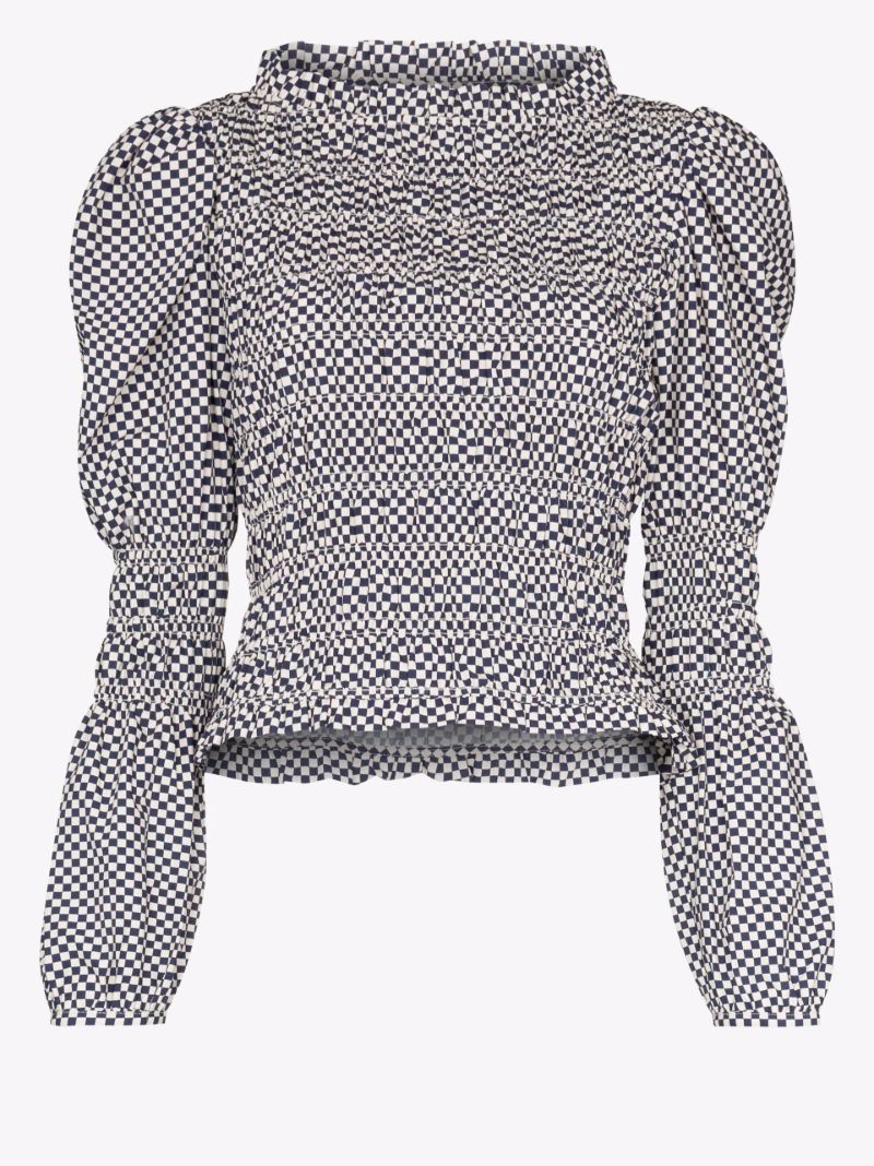 Antoon Checkerboard Cotton Blouse