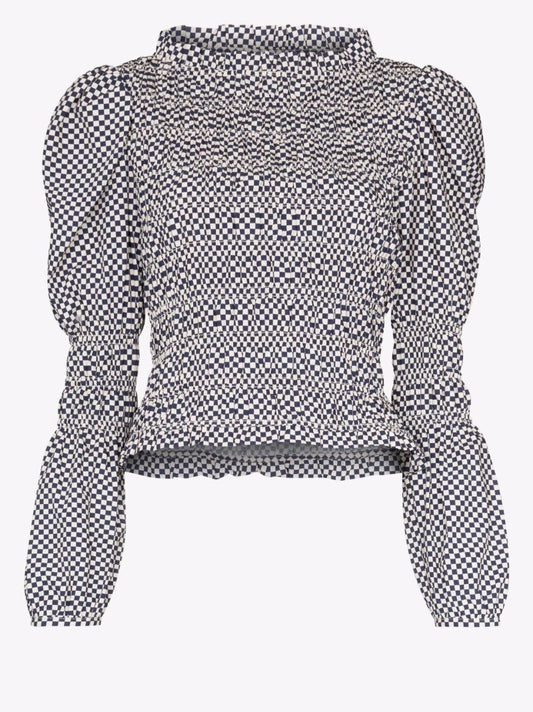Antoon Checkerboard Cotton Blouse