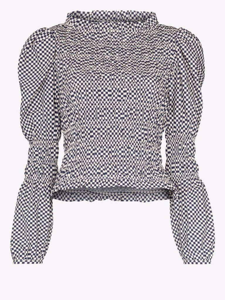 Antoon Checkerboard Cotton Blouse