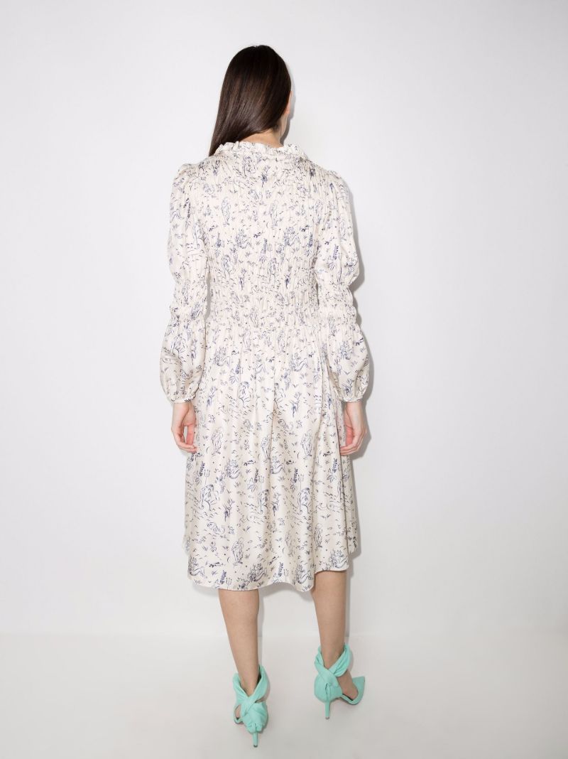 Marina Printed Silk Midi Dress