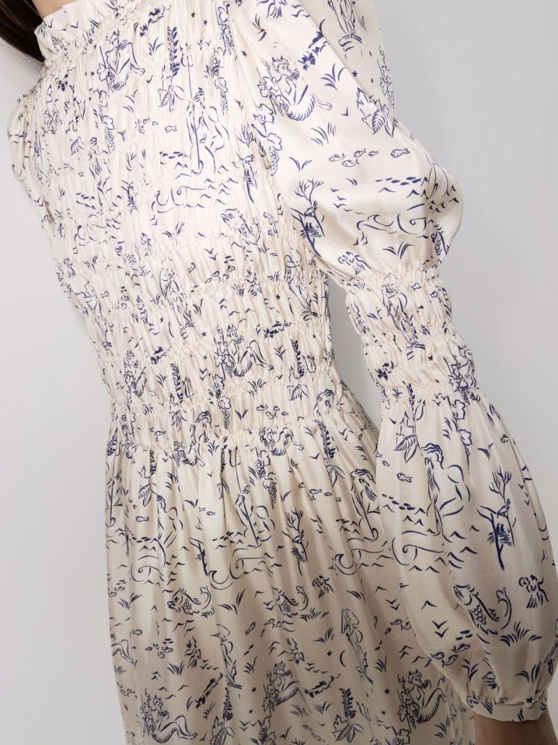 Marina Printed Silk Midi Dress