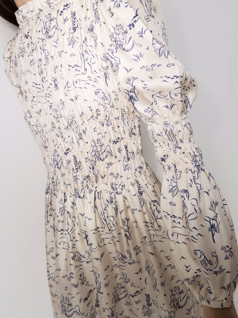Marina Printed Silk Midi Dress
