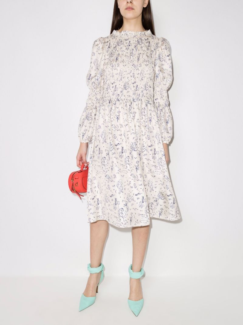 Marina Printed Silk Midi Dress